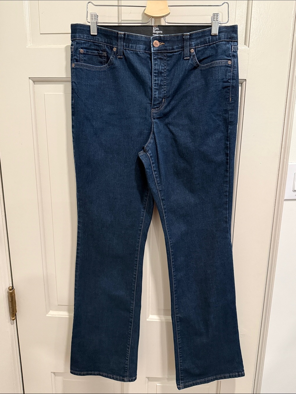 Kim Rogers Tummy Control Pull On Straight Jeans Rinse Blue 12 Average DKRB183